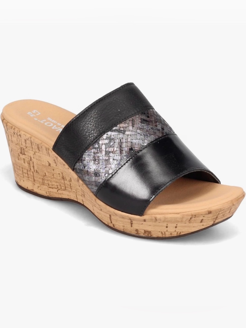 NAOT TIKI WEDGE WITH BLACK LEATHER AND MIXED METALLIC Sandal EU 40 US 9 NEW